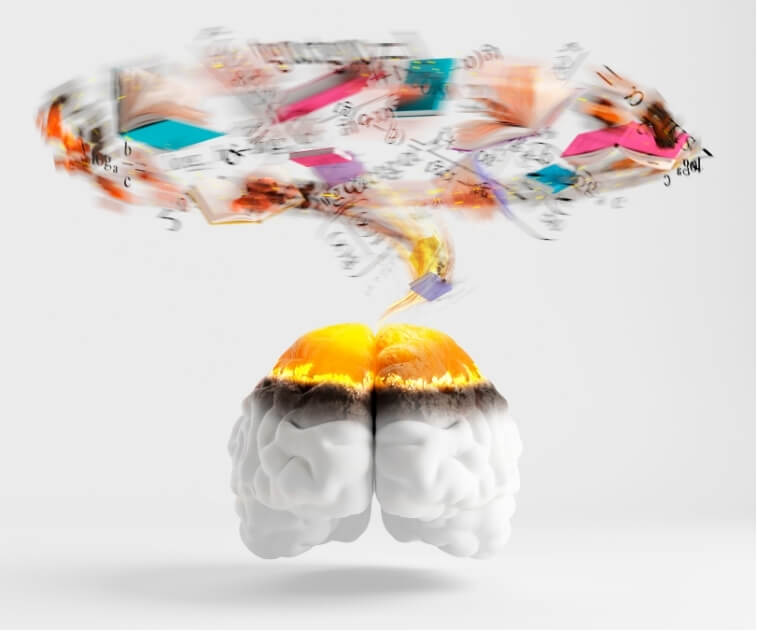 Digital illustration of an overstimulated brain—representing how sensory input can lead to sensory overload headaches.